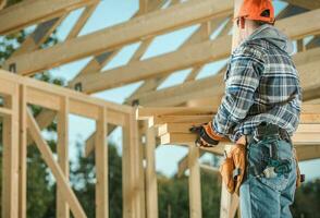 Men Building Wood House photo