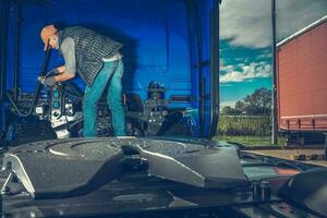 Preparing Semi Truck photo