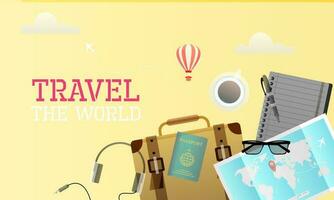 Travel tourism concept with Text Let's Go Travel Message background vector