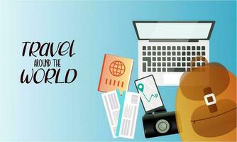 Travel tourism concept with Text Let's Go Travel Message background vector