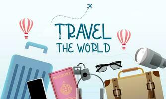 Travel tourism concept with Text Let's Go Travel Message background vector