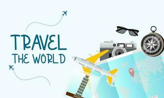 Travel tourism concept with Text Let's Go Travel Message background vector