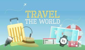 Travel tourism concept with Text Let's Go Travel Message background vector