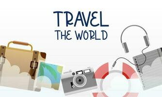 Travel tourism concept with Text Let's Go Travel Message background vector