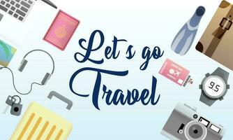 Travel tourism concept with Text Let's Go Travel Message background vector