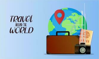 Travel tourism concept with Text Let's Go Travel Message background vector