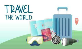 Travel tourism concept with Text Let's Go Travel Message background vector