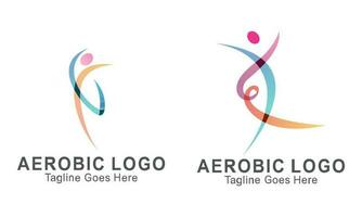 Creative fitness and wellness line style logo design vector