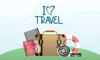 Travel tourism concept with Text Let's Go Travel Message background vector