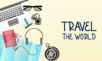 Travel tourism concept with Text Let's Go Travel Message background vector