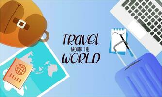 Travel tourism concept with Text Let's Go Travel Message background vector