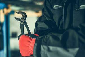 Mechanic with Iron Wrench photo