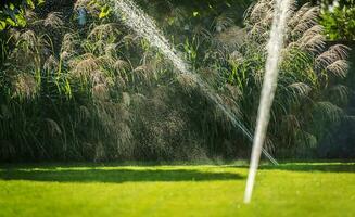 Residential Backyard Garden Sprinklers Irrigation System photo