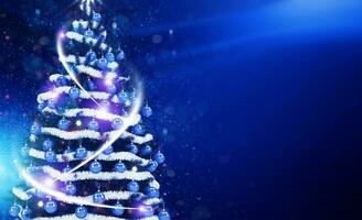 Cool Blue Christmas Tree Postcard photo