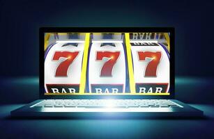 Casinos Slot Machine Online Games Laptop Concept photo