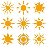 Set of sun icons. Cartoon vector