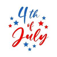 Happy 4th of July lettering with stars. Vector illustration