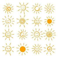 Set of sun icons. Cartoon vector