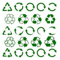 conjunto de verde flechas, reciclar señales vector