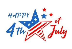 Happy 4th of July lettering and star in colors of USA flag vector