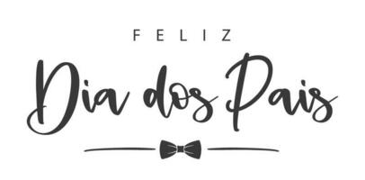 Happy Father's Day Lettering in Portuguese And Bow Tie vector