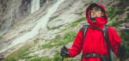 Hiker on the Scenic Alpine Trailhead photo