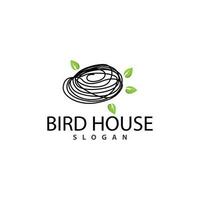 Bird Nest Logo, Bird House Shelter Vector, Modern Line Design Minimalist Style, Symbol Template Icon vector