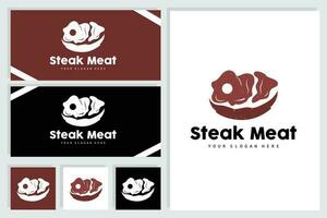 Steak Logo, Vintage Retro Rustic BBQ Grill Theme Design Style, Barbeque Fresh Meat Vector, Icon Symbol Illustration vector