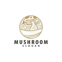 Mushroom Logo, Retro Minimalist Design, Food Vector, Mushroom Plant, Icon Illustration Symbol vector