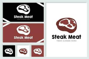 Steak Logo, Vintage Retro Rustic BBQ Grill Theme Design Style, Barbeque Fresh Meat Vector, Icon Symbol Illustration vector