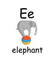 letter e like elephant of english alphabet, english teaching vector