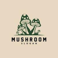 Mushroom Logo, Retro Minimalist Design, Food Vector, Mushroom Plant, Icon Illustration Symbol vector