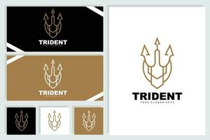 Trident Logo, Vector Magic Spear of Poseidon Neptune, Triton King Design, Template Icon Brand Illustration