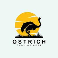 Ostrich Logo Design, Desert Animal Illustration, Living In The Forest, Vector Camel Brand Product