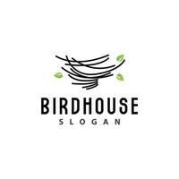 Bird Nest Logo, Bird House Shelter Vector, Modern Line Design Minimalist Style, Symbol Template Icon vector