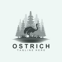 diseño de logotipo de avestruz, ilustración de animales del desierto, vida en el bosque, producto de marca de camello vectorial vector