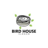 Bird Nest Logo, Bird House Shelter Vector, Modern Line Design Minimalist Style, Symbol Template Icon vector
