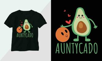 gracioso aguacate camiseta diseño concepto vestir diseño dibujos animados tipografía vector