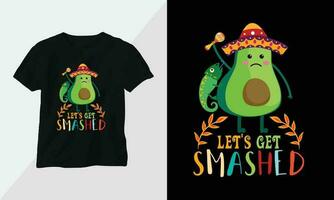 gracioso aguacate camiseta diseño concepto vestir diseño dibujos animados tipografía vector