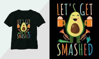 gracioso aguacate camiseta diseño concepto vestir diseño dibujos animados tipografía vector