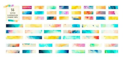 watercolor vector masking tape set