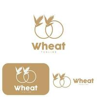 Rice Logo, Farm Wheat Logo Design, Vector Wheat Rice Icon Template Illustration