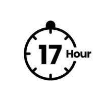 17 hours clock sign icon. service opening hours, work time or delivery service time symbol, vector illustration isolated on white background