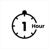 1 hours clock sign icon. service opening hours, work time or delivery service time symbol, vector illustration isolated on white background