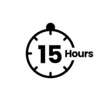 15 hours clock sign icon. service opening hours, work time or delivery service time symbol, vector illustration isolated on white background