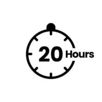 20 hours clock sign icon. service opening hours, work time or delivery service time symbol, vector illustration isolated on white background