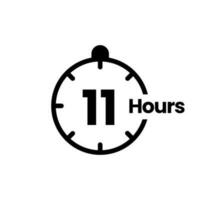 11 hours clock sign icon. service opening hours, work time or delivery service time symbol, vector illustration isolated on white background