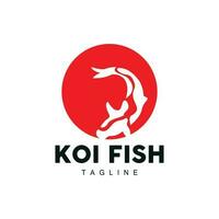 diseño del logotipo de peces koi, vector de peces ornamentales de la suerte y el triunfo chino, icono de pez dorado de la marca de la empresa