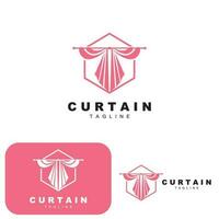 Home And Exhibition Curtain Logo Design, Building Decoration Vector Illustration