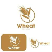 Rice Logo, Farm Wheat Logo Design, Vector Wheat Rice Icon Template Illustration